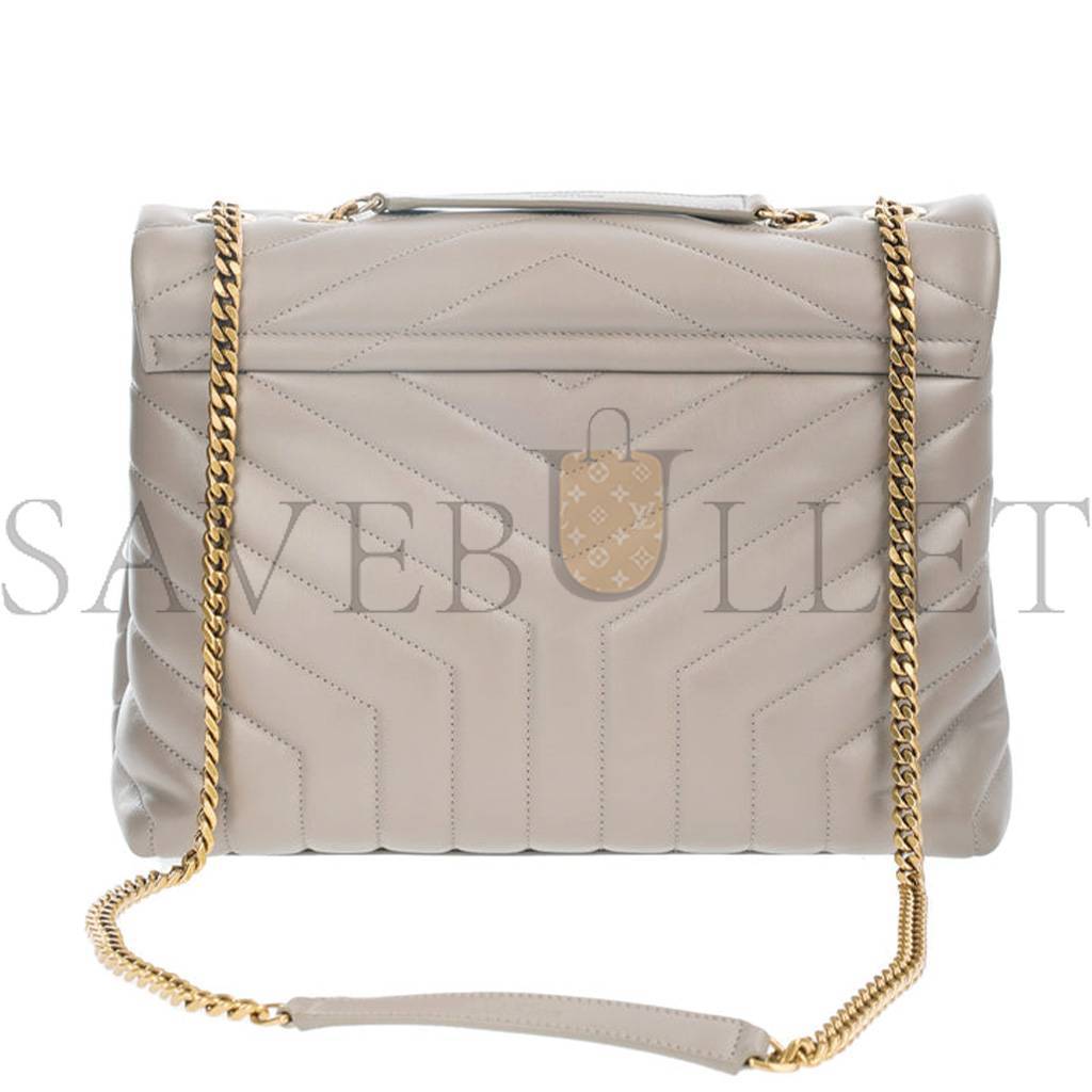 YSL SAINT LAURENT LOULOU GREYISH BROWN MEDIUM SHOULDER BAG IN QUILTED LEATHER 392288 (32*22*12cm)